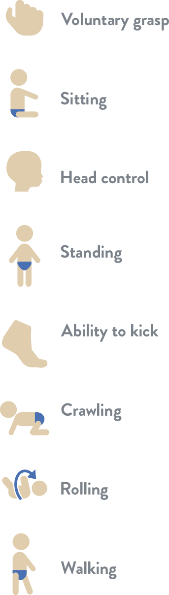 8 motor milestones scored in Hammersmith Infant Neurological Examination (HINE) Section 2